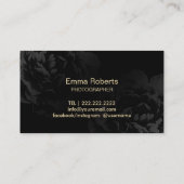 Carte De Visite Photographe Gold Camera Shutter Logo Black Floral (Dos)