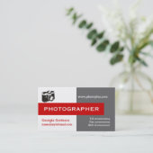 Carte De Visite Photographe gris, blanc, rouge attirant l'oeil (Debout devant)