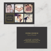 Carte De Visite Photographe Gris Gold Photo Collage (Devant / Derrière)