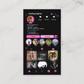 Carte De Visite Photographe Instagram QR Code (Devant)