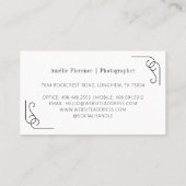 Carte De Visite Photographe Mariage Classy Scroll Rose (Dos)
