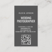 Carte De Visite Photographe mariage Code QR vertical Médias sociau (Dos)