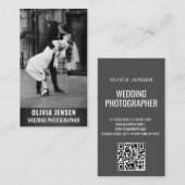 Carte De Visite Photographe mariage Code QR vertical Médias sociau (Devant / Derrière)