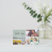 Carte De Visite Photographe mariage de sauge vert chic collage (Debout devant)