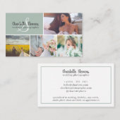 Carte De Visite Photographe mariage de sauge vert chic collage (Devant / Derrière)