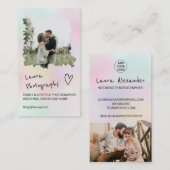 Carte De Visite Photographe mariage moderne pastel floral 2 photo (Devant / Derrière)