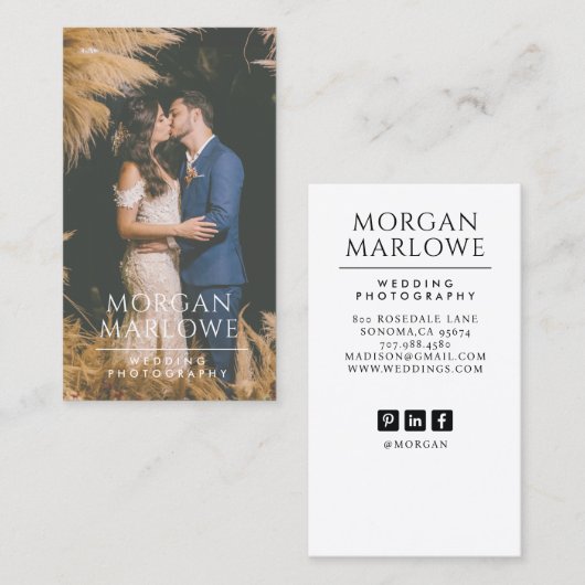 Carte De Visite Photographe Mariage moderne photo (Devant / Derrière)