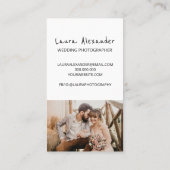 Carte De Visite Photographe mariage moderne script 2 photo collage (Dos)