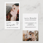 Carte De Visite Photographe mariage moderne script 2 photo collage (Devant / Derrière)