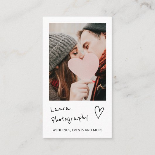 Carte De Visite Photographe mariage moderne script 2 photo collage (Devant)