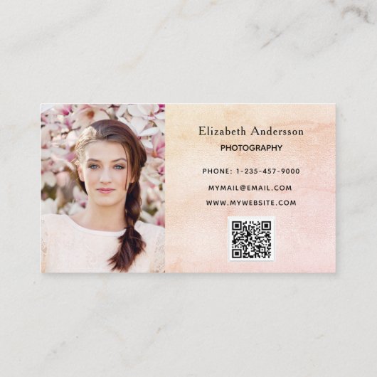 Carte De Visite Photographe mariage pampas herbe code QR (Dos)