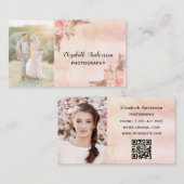 Carte De Visite Photographe mariage pampas herbe code QR (Devant / Derrière)