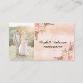 Carte De Visite Photographe mariage pampas herbe code QR (Devant)