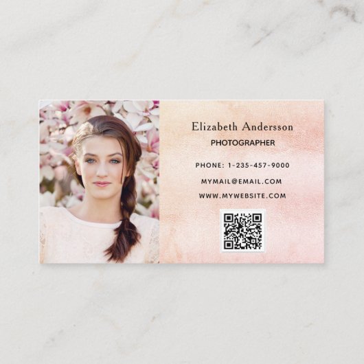 Carte De Visite Photographe mariage pampas herbe code QR (Dos)