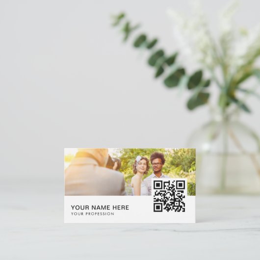 Carte De Visite Photographe mariage QR Code (Debout devant)