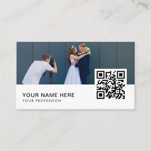 Carte De Visite Photographe mariage | Vidéographe | Code DJ QR (Devant)