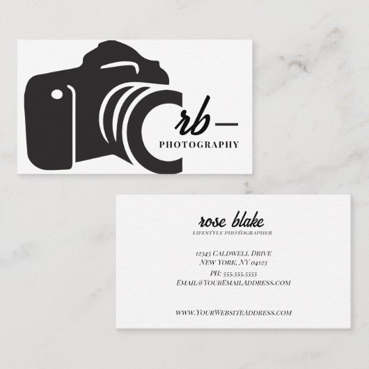 Carte de visite photographe minimal (Devant / Derrière)