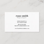 Carte de visite photographe minimal (Dos)