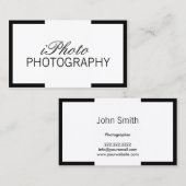 Carte De Visite Photographe minimal de frontière noire de (Devant / Derrière)