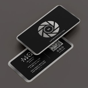 Carte De Visite Photographe minimaliste Élégant Lentille d'argent 