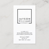 Carte De Visite Photographe minimaliste moderne Logo Carré II (Dos)