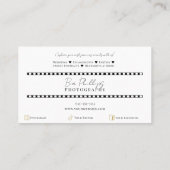 Carte De Visite Photographe minimaliste photo (Dos)