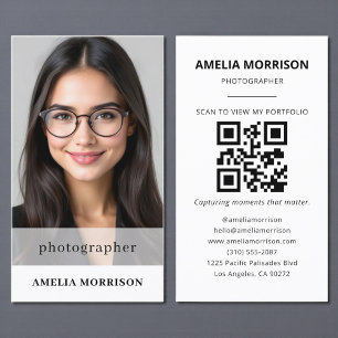 Carte De Visite Photographe minimaliste QR Code photo moderne