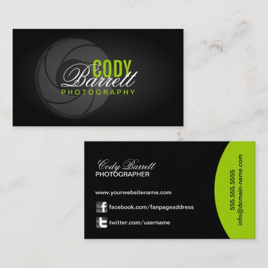 Carte De Visite Photographe moderne (Devant / Derrière)