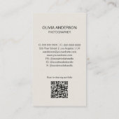 Carte De Visite Photographe Moderne 2 Photos Code QR Simple (Dos)