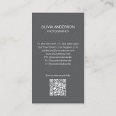 Carte De Visite Photographe moderne 2 Photos QR Code Simple Grey (Dos)