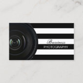Carte De Visite Photographe Moderne Bande Noire & Blanche (Devant)