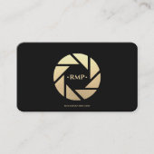 Carte De Visite Photographe moderne Black Gold Camera Lens (Devant)