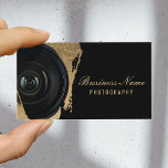 Carte De Visite Photographe moderne Black & Gold Photographie<br><div class="desc">Photographe Camera Cartes de visite de Photographie Noir & Or Moderne.</div>