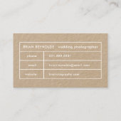 Carte De Visite Photographe moderne blanc élégant à la frontière k (Dos)