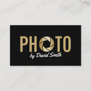 Carte De Visite Photographe moderne de logo d'appareil-photo d'or