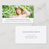 Carte De Visite Photographe moderne et élégant (Devant / Derrière)