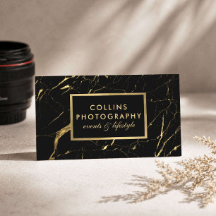 Carte De Visite Photographe Moderne Marbre Noir Or