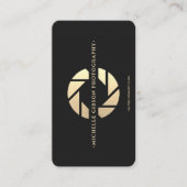 Carte De Visite Photographe moderne Monogram Black Gold Lens (Devant)