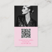 Carte De Visite Photographe moderne pastel rose photo qr code logo (Dos)