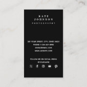 Carte De Visite Photographe moderne QR Code Médias sociaux (Dos)