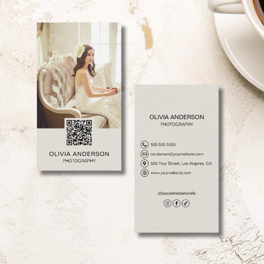 Carte De Visite Photographe moderne QR Code Photographe