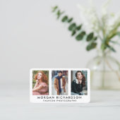 Carte De Visite Photographe moderne R blanc de 3 photos (Debout devant)