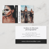 Carte De Visite Photographe moderne simple noir blanc (Devant / Derrière)