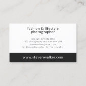 Carte De Visite Photographe moderne simple noir blanc (Dos)