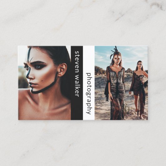 Carte De Visite Photographe moderne simple noir blanc (Devant)