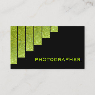 Carte De Visite Photographe moderne vert, noir rayures verticales