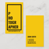 Carte De Visite Photographe moderne Yellow Bold Bordure (Devant / Derrière)