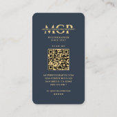 Carte De Visite Photographe Monogram Blue Gold Lens Moderne (Dos)