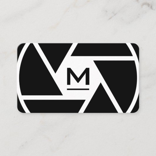 Carte de visite photographe monogramme de lentille (Devant)