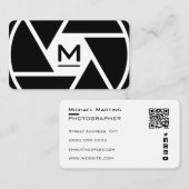 Carte de visite photographe monogramme de lentille (Devant / Derrière)